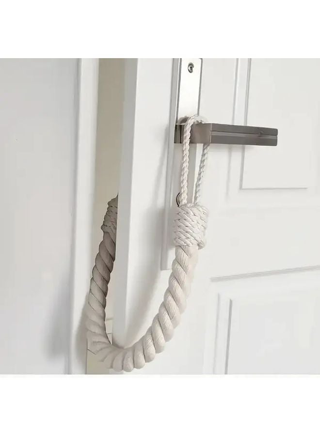 White Vintage Rope Door Stop Anti Slam Finger Safe Tool Free Installation - Image 2