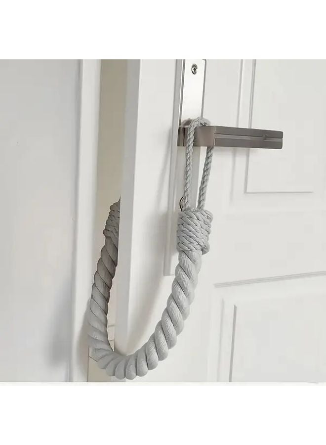 White Vintage Rope Door Stop Anti Slam Finger Safe Tool Free Installation - Image 4