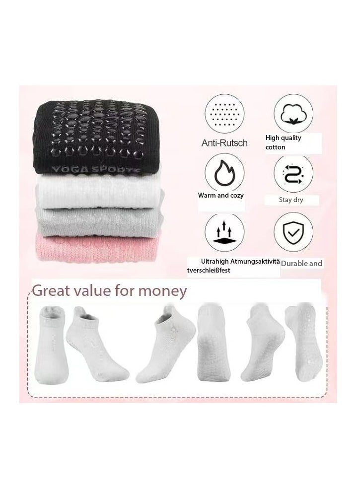 DELGREEN 4 Pairs of Yoga Socks, Non-Slip Socks for Women, Pilates Non-Slip Socks, Summer Yoga Socks, Non-Slip Socks, Girls for Pilates, Yoga, Barre, Dance, Ballet, Martial Arts, multi-coloured  - Image 4