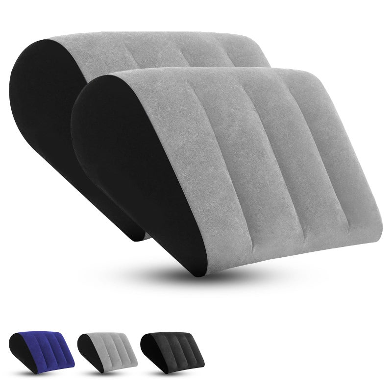 TheClover Portable Inflatable Wedge Pillow Cushion - 2 Pack Body Positioners Foldable Wedge Pillow for Sleeping,Back,Travel,Bed,Leg Elevation with Fast Inflation Deflation(Grey) - Image 1