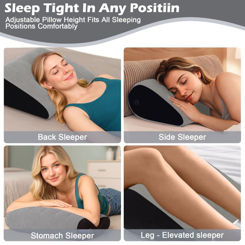 TheClover Portable Inflatable Wedge Pillow Cushion - 2 Pack Body Positioners Foldable Wedge Pillow for Sleeping,Back,Travel,Bed,Leg Elevation with Fast Inflation Deflation(Grey) - Image 2