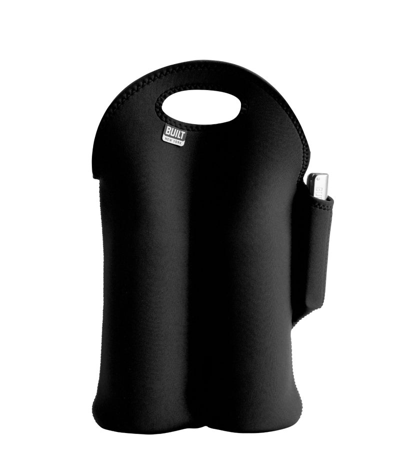 Built BUILT Two Bottle Wine Tote with Arch Waiters Corkscrew Black 
