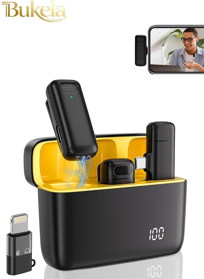 Wireless Lavalier Microphone with Charging Case for iPhone iPad and Android Phone, 70 Ft Recording Noise Reduction Plug-Play Audio Lapel Mic for Video Recording Live TikTok Vlog Instagram