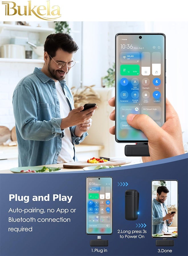 كيلا ميكروفون لاسلكي مع حافظة شحن لأجهزة iPhone وiPad وهواتف Android، ميكروفون صوتي قابل للتوصيل والتشغيل مع خاصية تقليل الضوضاء حتى 70 قدمًا لتسجيل الفيديو المباشر على TikTok وVlog وInstagram - Image 4