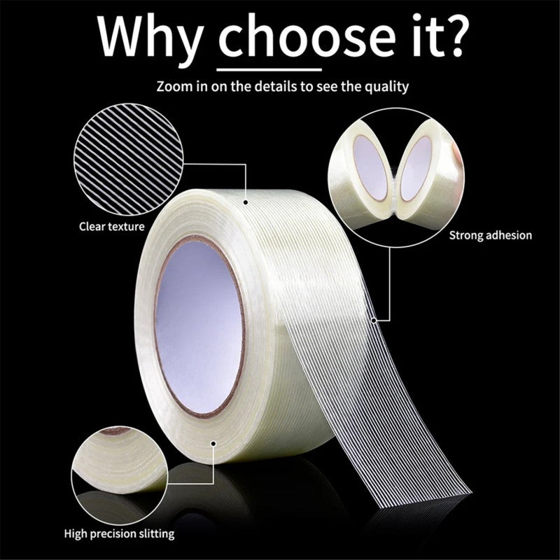 Reinforced Fibre Tape 50mm*50m High Temperature Resistant - Tear & Abrasion Resistant Transparent Strapping Tape for Heavy Duty Packaging, Moving, Warehouse Storage - Image 2