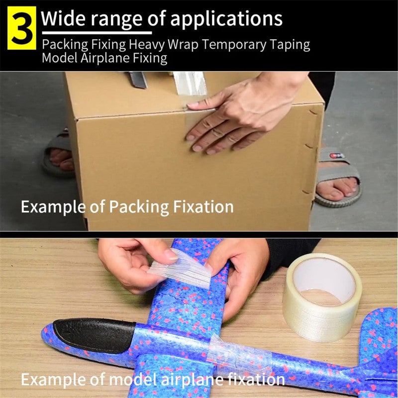 Reinforced Fibre Tape 50mm*50m High Temperature Resistant - Tear & Abrasion Resistant Transparent Strapping Tape for Heavy Duty Packaging, Moving, Warehouse Storage - Image 4