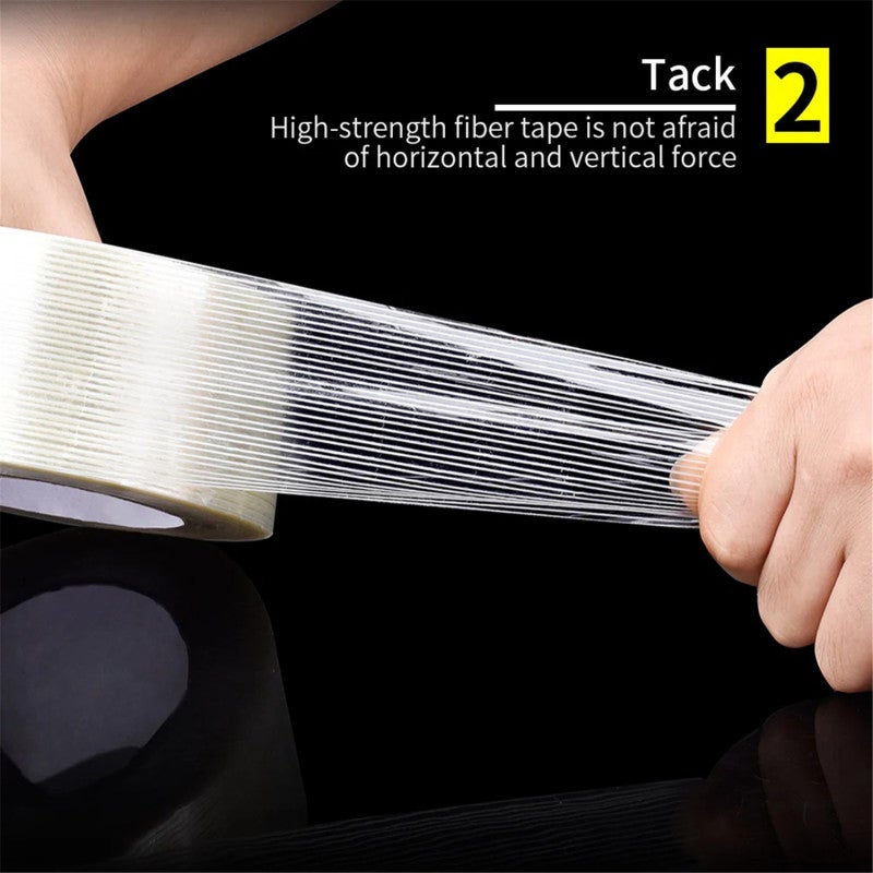 Reinforced Fibre Tape 50mm*50m High Temperature Resistant - Tear & Abrasion Resistant Transparent Strapping Tape for Heavy Duty Packaging, Moving, Warehouse Storage - Image 3