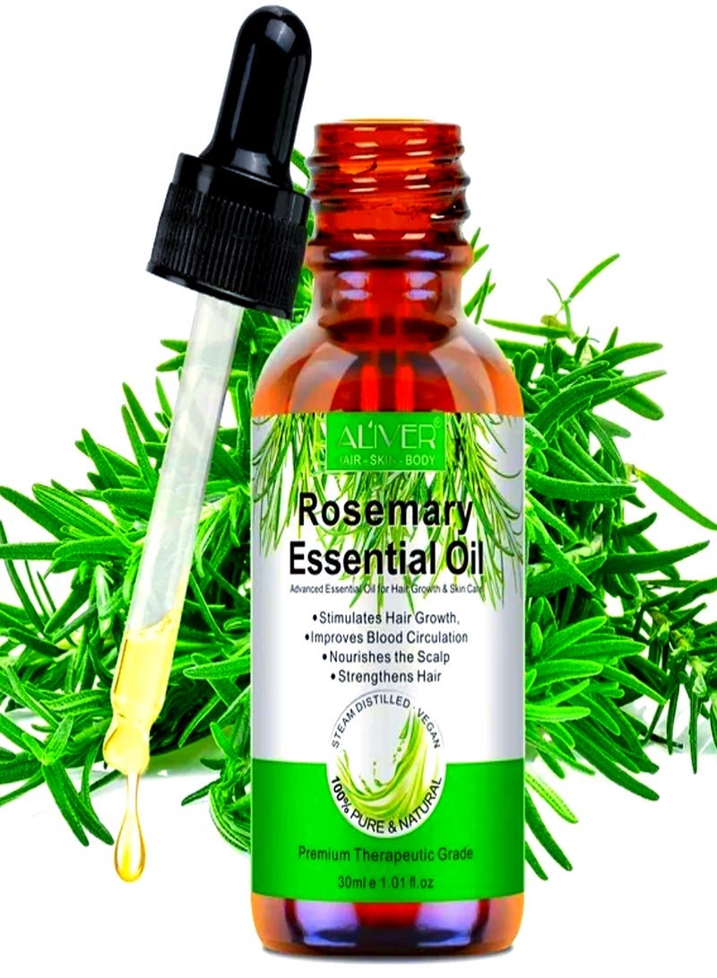 ALIVER Rosemary Oil ( 30 ML x 2 ) Essential Oil , Aliver Rosemary Oil For Hair Growth Pure Organic Aliver Rosemary Oil For Hair , Dry Damaged Hair and Growth Hair Scalp Oil Pure and Natural Premium Quality Oil Hair Loss Treatment Oil for Men and Women - Image 3