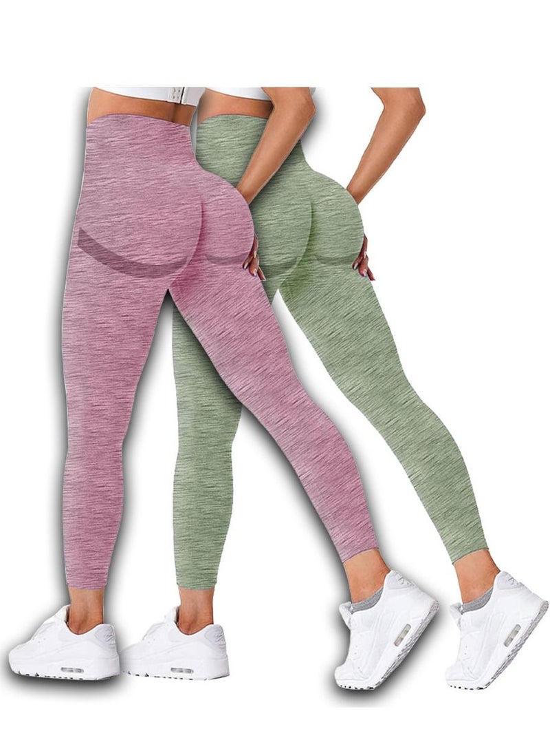 CATANES 2 Pack Of Women Seamless Legging Tummy Control High Waist Workout Gym Yoga Pants Xlarge Multicolour - Image 2