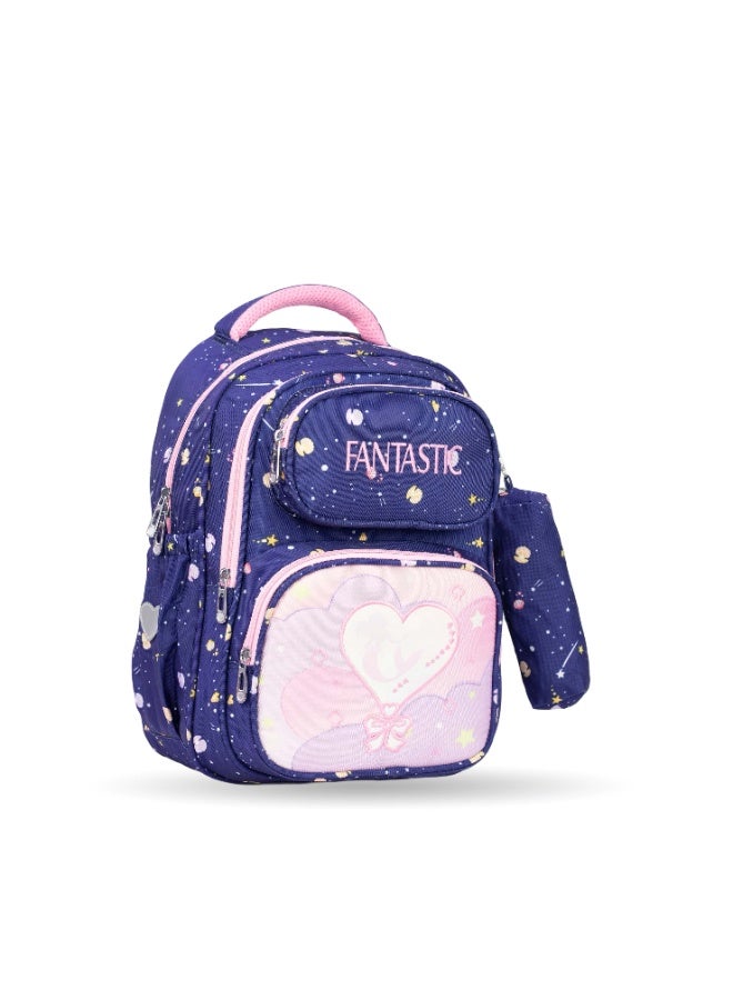 Fantastic CS003 Fantastic School Backpack, Heart and Butterfly Design, with Multiple Pockets and Side Bag, Available in Multiple Colors - Image 1