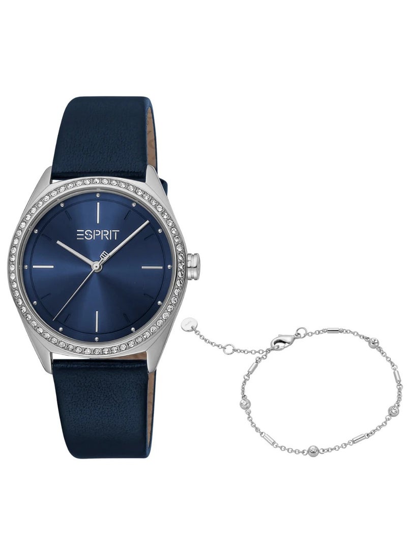Esprit Stainless Steel Analog Women's Bracelet Watch With Blue Leather Band ES1L289L0025 - Image 1