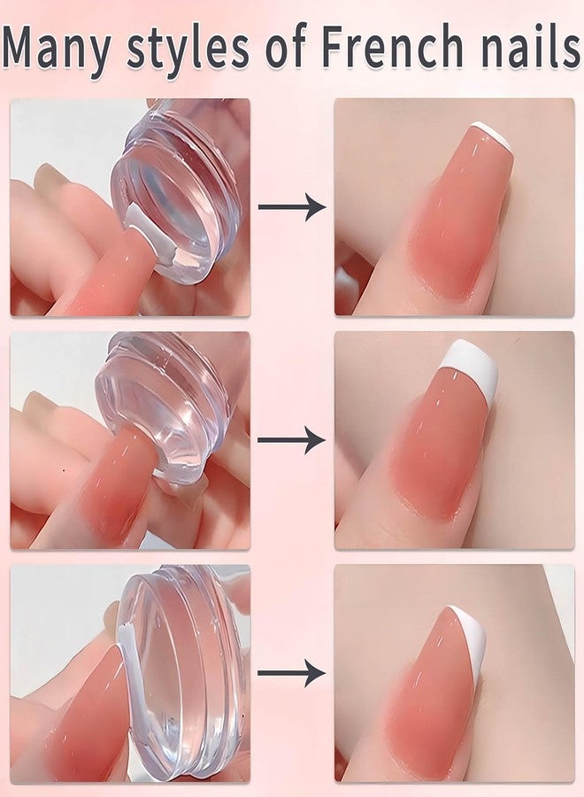 YilulvDeng French Tip Tool,Nail Art Stamper Kit,Clear Silicone Stamping Jelly With Scraper,French Tip Stamp For Manicure Home DIY Nail Tips(2 PCS) - Image 4