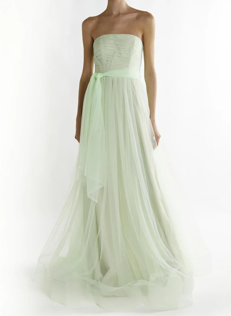Mint-Green Theodora Strapless Maxi-Dress Bardot neck