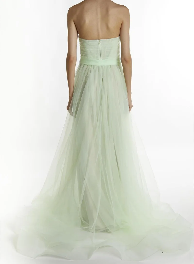 ترو ديكادينس Mint-Green Theodora Strapless Maxi-Dress Bardot neck
