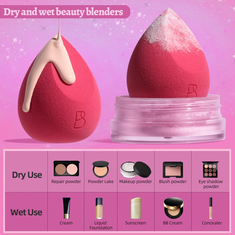 BS Mall BS-MALL Mini Makeup Sponge Set Professional Triangle Puff 49 Pcs- Pro V3.0 Cloud Technology Material Flawless flow Mini Sponge Set & Triangle Puff With Waterproof Travel Silicone Bag Gift Set - Image 3