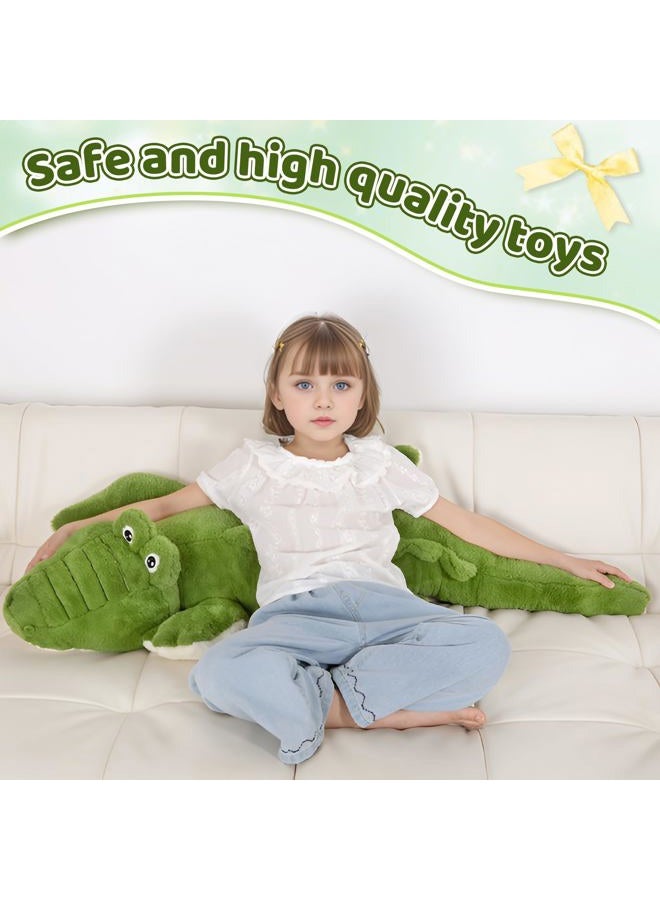 FFxiong 48 inch Green Large Alligator Stuffed Animal Long Body Pillow 4 ft Cute Giant Crocodile Plush Toy Gift for Kids Girl Boy Birthday Valentines - Image 5