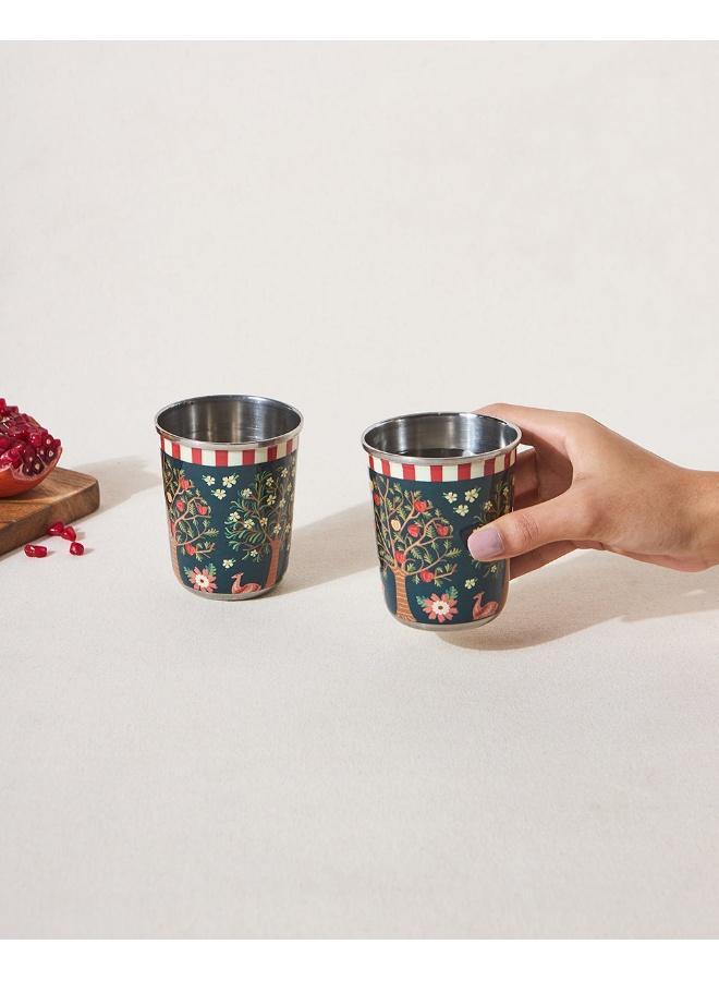 Chumbak Chinar Steel Tumblers - Set of 2, 220 ml | Kashmir Trails - Image 1