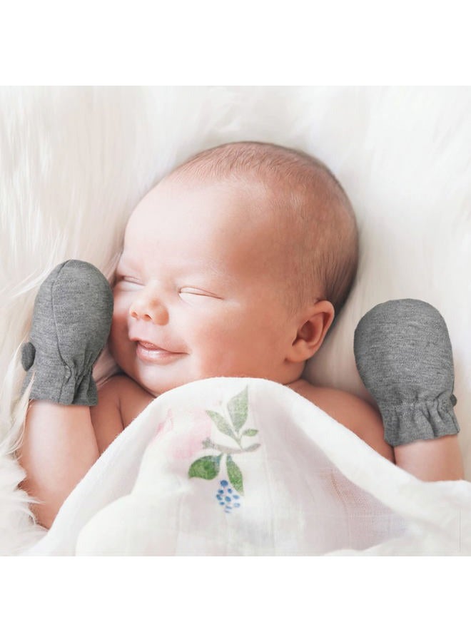 Reyow Newborn Baby No Scratch Mittens Stay On, 100% Cotton Breathable, Adjustable Infant Gloves for Baby Boys Girls Mittens, Gray, 3-12 Months - Image 3