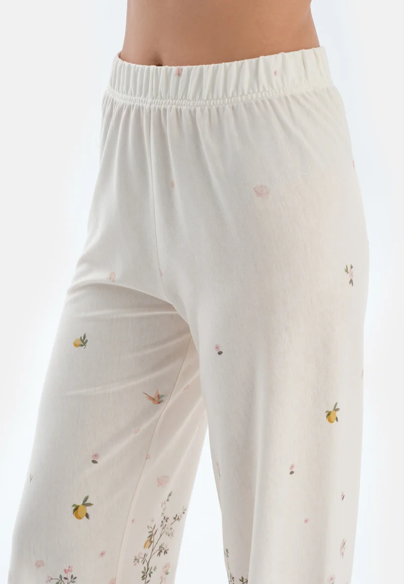 dagi Floral Regular/Classic Fit Shirt & Trousers Pajama Sets Spread Collar Cotton Blend Sleepwear