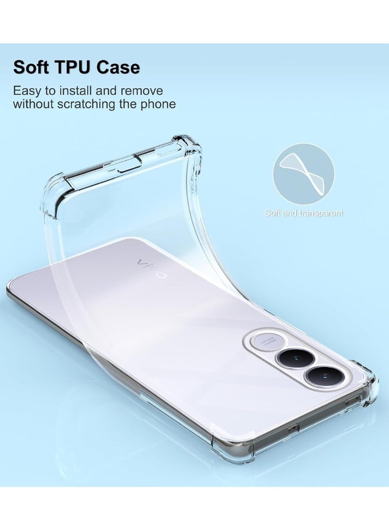 جراب متوافق مع Vivo V70 FE، غطاء شفاف من السيليكون (TPU) مقاوم للصدمات، مزود بحماية للكاميرا وزوايا معززة ضد الصدمات - شفاف - Image 5