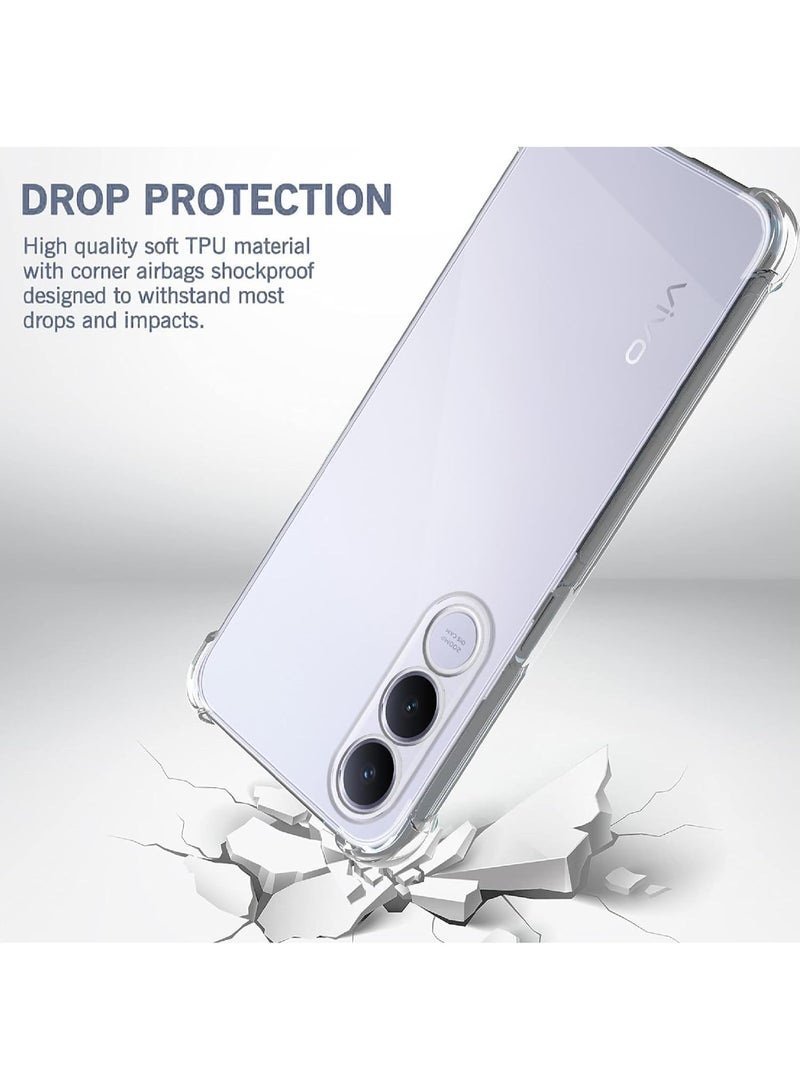 جراب متوافق مع Vivo V70 FE، غطاء شفاف من السيليكون (TPU) مقاوم للصدمات، مزود بحماية للكاميرا وزوايا معززة ضد الصدمات - شفاف - Image 3