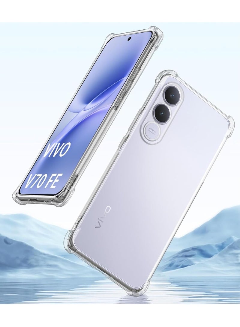 جراب متوافق مع Vivo V70 FE، غطاء شفاف من السيليكون (TPU) مقاوم للصدمات، مزود بحماية للكاميرا وزوايا معززة ضد الصدمات - شفاف - Image 4