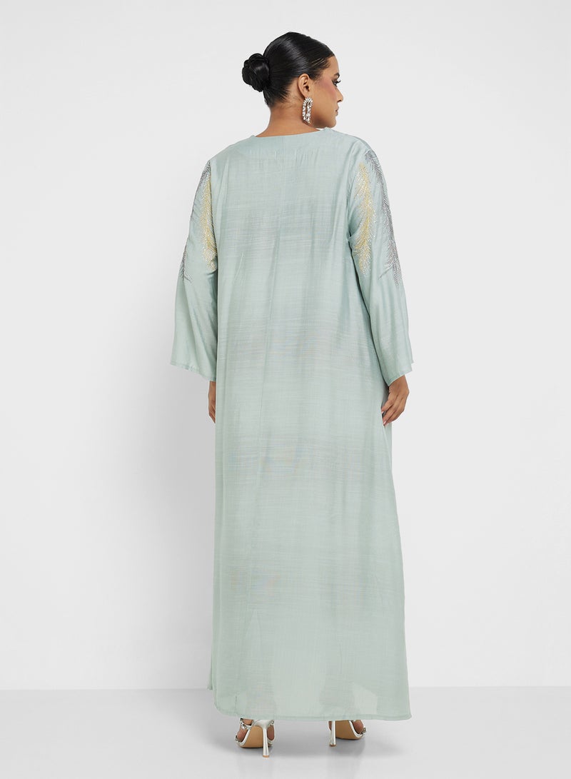 Khizana Plus size embroidered jalabiya - Image 2