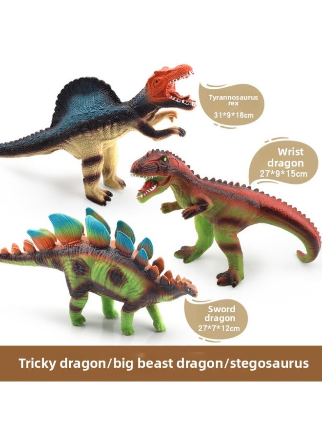 null - Dinosaur Toy Soft Rubber Super Large Simulation Tyrannosaurus Raptor Boy Children-Color:(pack Of 3) Spinosaurus + Giant Beast Dragon + Sword Dragon-Specifications:[edition 498] Story Music (selected By 70% Of People) - Image 1