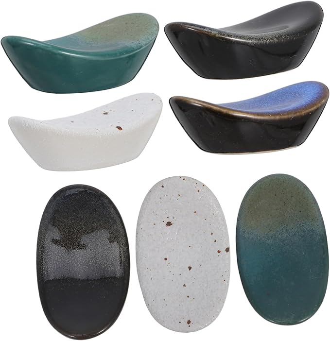 Japanese Style Ceramic Chopstick Holders Set Of 7 Elegant Tableware Size 5 5x3 4x2cm - Image 1