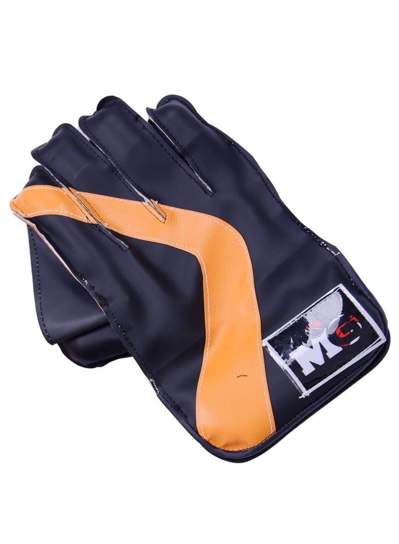MG Wicket Keeping Gloves for Men's | Reinforced Leather Palm, Durable, Flexible & All-Weather Performance- Black & Orange - Image 5