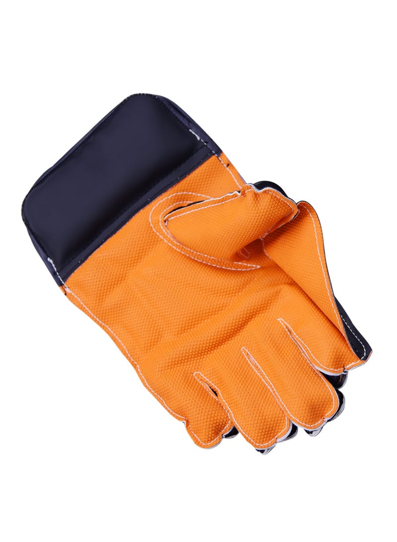 MG Wicket Keeping Gloves for Men's | Reinforced Leather Palm, Durable, Flexible & All-Weather Performance- Black & Orange - Image 4