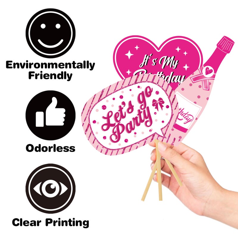 jenmir Birthday Decorations for Women,Happy Birthday Banner, 35 Balloons,Photo Booth Props for Girls (Hot Pink) - Image 4