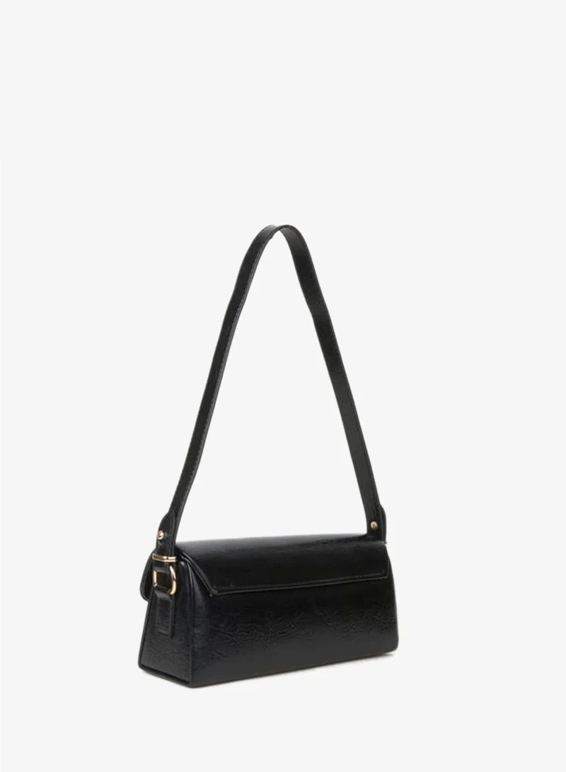 Vivaq  Women's Poppy Black Textured Synthetic Leather Lined Snap Closure Hand, Arm and Shoulder Bag. for Women | Best Price UAE