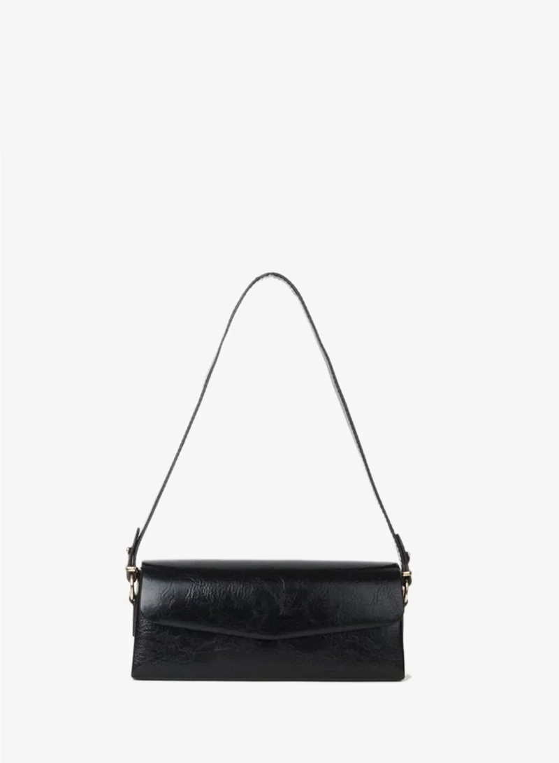 Vivaq  Women's Poppy Black Textured Synthetic Leather Lined Snap Closure Hand, Arm and Shoulder Bag. for Women | Best Price UAE