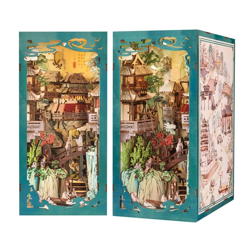 Fsolis Book Nook Kit DIY Miniature House Kit 3D Wooden Puzzles Craft Kit for Adults Bookshelf Nook Decor Decorative Bookend for Women Teenagers and Book Lovers Su Dongpo - Image 3