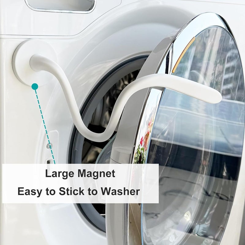 LEVOSHUA Front Load Washer Door Prop and Holder – Magnetic Door Stopper with Strong Magnet and Flexible Hose – Keep Washer Door Open for Ventilation – Easy to Use, Fits Most Front Load Washers - White - Image 2