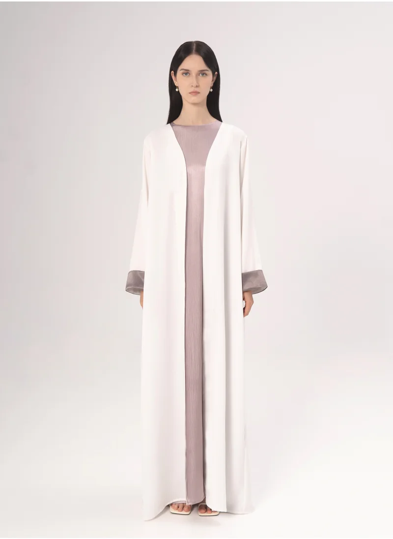Hadiyath Al Madinah White Open Abaya - HM