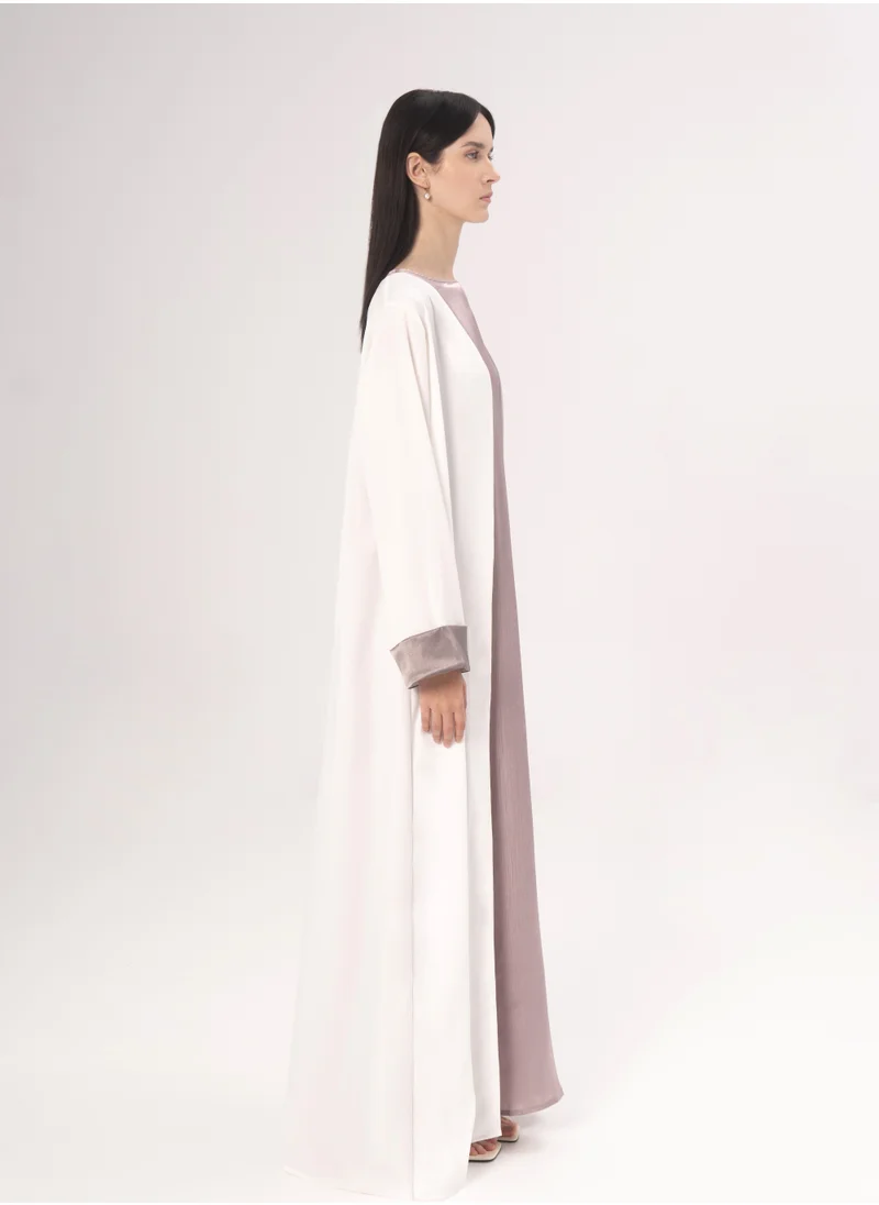 Hadiyath Al Madinah White Open Abaya - HM