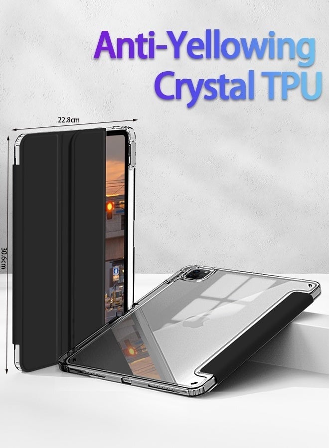 حافظة iPad Air 11 بوصة (M2) وغطاء iPad Pro 11 بوصة (الجيل الأول/الثاني/الثالث/الرابع)، حافظة iPad شفافة مع فتحة للقلم وحامل ثلاثي الطي مقاوم للصدمات وخاصية الاستيقاظ الذكي/مجاني بسعر 23 درهمًا إماراتيًا وطبقة واقية مضادة للتوهج متوافقة مع iPad Air 10.9 بوصة من الجيل الرابع/الخامس - أسود - Image 4