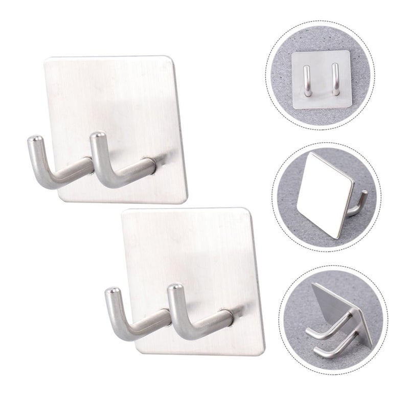 Stainless Steel Wall Hooks Heavy Duty Coat and Towel Hangers Self Adhesive Installation 3 Pack for Bathroom Kitchen Entryway Organization - Image 4