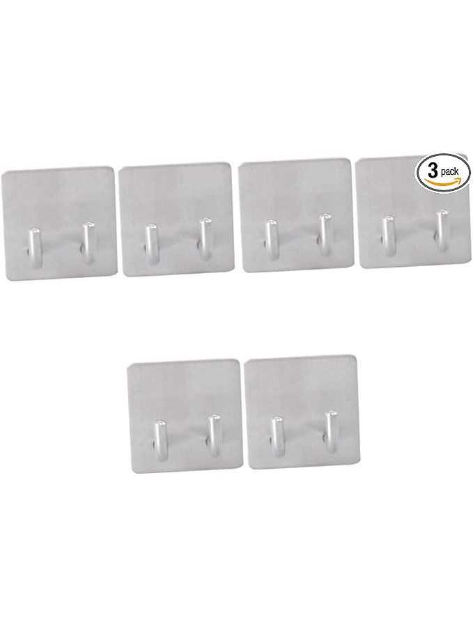 Stainless Steel Wall Hooks Heavy Duty Coat and Towel Hangers Self Adhesive Installation 3 Pack for Bathroom Kitchen Entryway Organization - Image 1