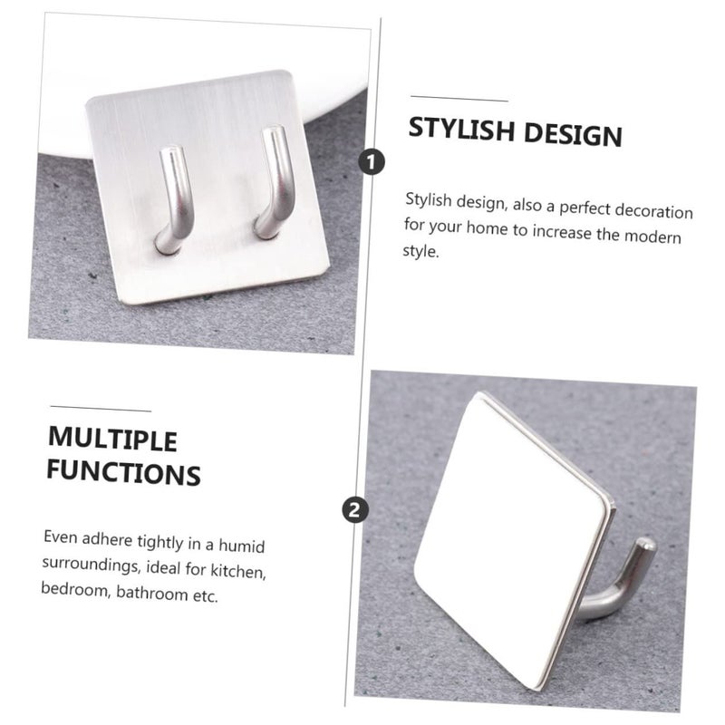 Stainless Steel Wall Hooks Heavy Duty Coat and Towel Hangers Self Adhesive Installation 3 Pack for Bathroom Kitchen Entryway Organization - Image 3
