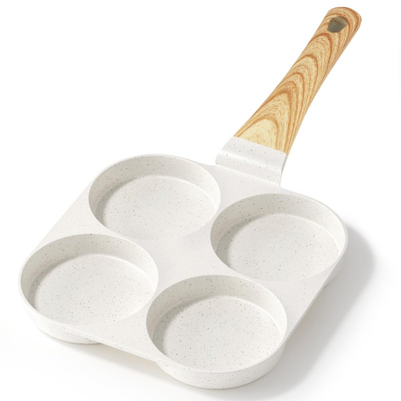 GiPP Nonstick Egg Frying Pan, 4-Cup Granite Non Stick Omelette Pan Skillet for Breakfast, Pancake Pan with Heat-Resistant Handle, Compatible with All Stovetops, Easy to Clean, PFOA Free, White - Image 1