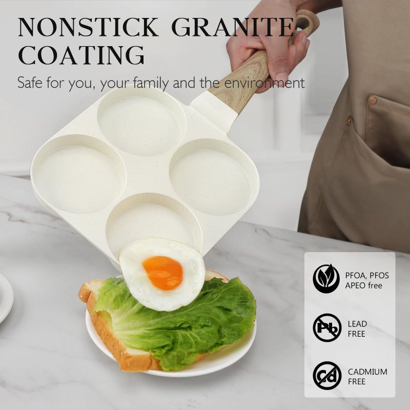 GiPP Nonstick Egg Frying Pan, 4-Cup Granite Non Stick Omelette Pan Skillet for Breakfast, Pancake Pan with Heat-Resistant Handle, Compatible with All Stovetops, Easy to Clean, PFOA Free, White - Image 5