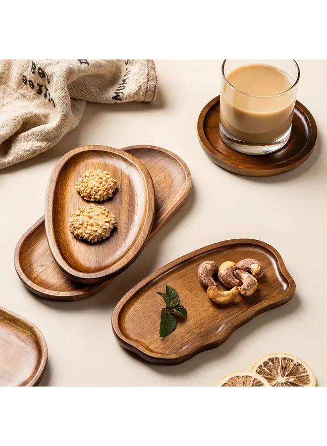 صينية شاي دائرية كبيرة على الطراز الياباني من خشب الأكاسيا - صينية تقديم مركبة آمنة للطعام - Image 2