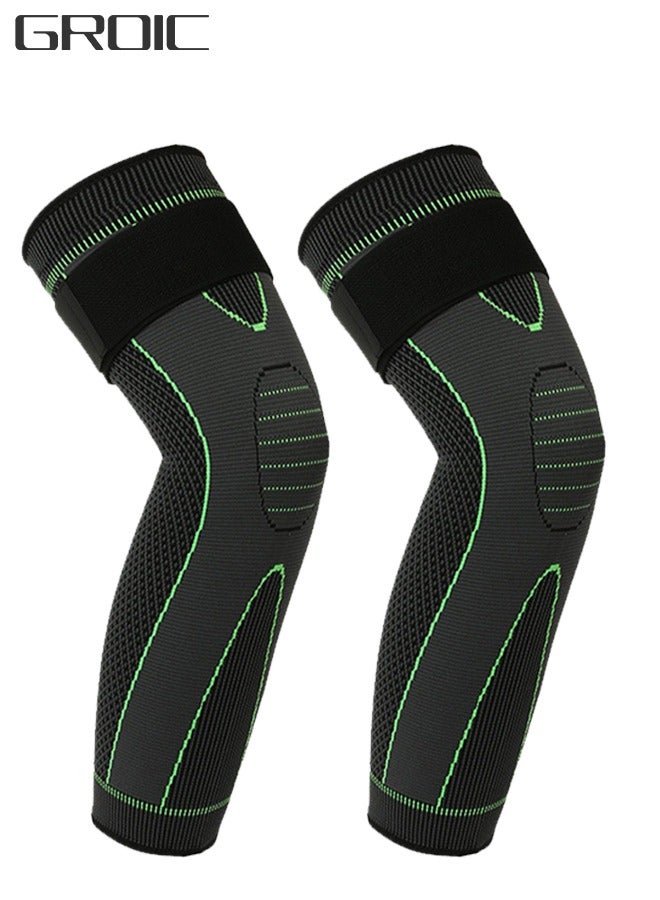 GROIC أغطية حماية للساق قابلة للتعديل، وأكمام لدعامات الركبة، وأكمام ضغط للساق للتمرين والوقاية من الإصابات، وواقيات للساق للحماية من أجل تدريب كرة السلة وكرة القدم والجري L - Image 1