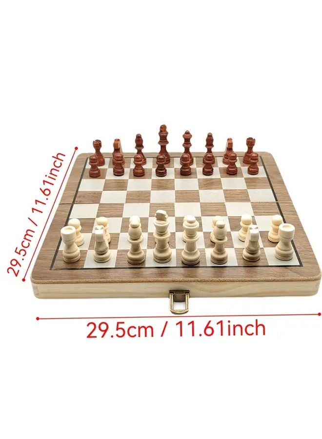 11.61 بوصة لوحة شطرنج خشبية قابلة للطي مع فتحات تخزين فردية للمبتدئين - Image 3