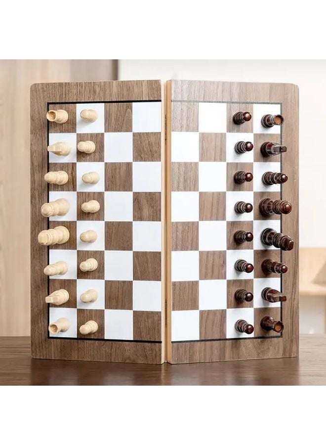 11.61 بوصة لوحة شطرنج خشبية قابلة للطي مع فتحات تخزين فردية للمبتدئين - Image 5