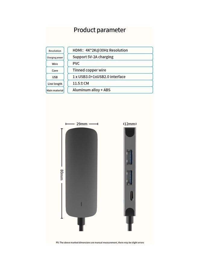 كابتن تيك موزع 4 في 1 متعدد المنافذ بمنفذ USB 3.0 Type-C رمادي - Image 2