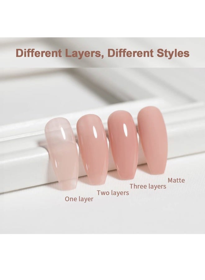 RARJSM Apricot Nude Gel Nail Polish,Neutral Sheer Cream Nude LED UV Curing Requires Soak Off Clear Pink Jelly French Manicure Nail Polish 1pcs Single Bottle 15ml for Home Salon DIY - Image 5
